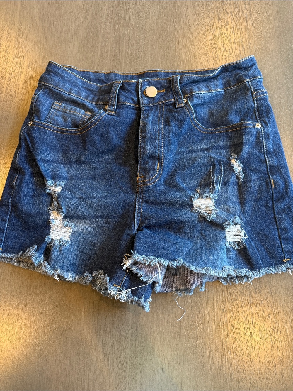 Amazon Dark Blue Distressed Denim Jean Shorts